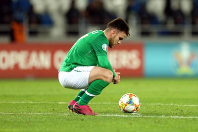 Republic of Ireland's Aaron Connolly appears dejected after the final whistle during the UEFA Euro 2020 qualifying, Group D match at Boris Paichadze Stadium, Tbilisi. PA Photo. Picture date: Saturday October 12, 2019. See PA story SOCCER Georgia. Photo credit should read: Steven Paston/PA Wire. RESTRICTIONS: Editorial use only, No commercial use without prior permission