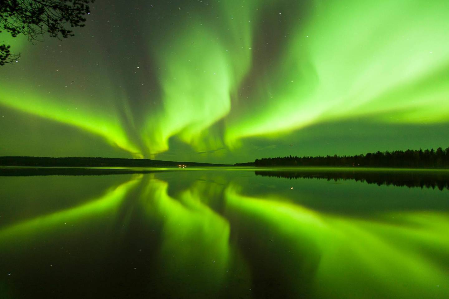 Northern Lights (Aurora Borealis) in Rovaniemi, Lapland, Finland.
