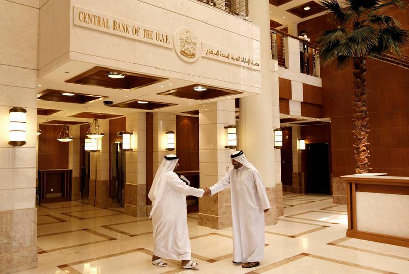 ABU DHABI, UNITED ARAB EMIRATES - May 20, 2009: The front lobby of the Central Bank of the United Arab Emirates. ( Ryan Carter / The National ) *** Local Caption ***  RC006-CentralBank.JPGRC006-CentralBank.JPGRC006-CentralBank.JPG