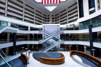 The empty atrium of Chevy Chase Pavilion in Washington, DC, which is down to one retailer 