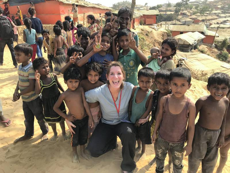 Elizabeth Gilmore volunteers at a Rohingya refugee camp in Bangladesh. Courtesy Cleveland Clinic Abu Dhabi