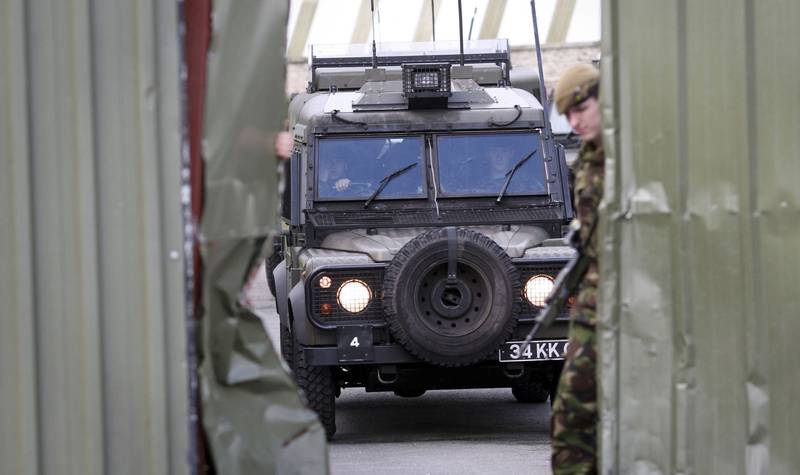 British army soldiers from 2nd Battalion, The Prince of Wales Royal Regiment, leave Bessbrook British army base for the last time in South Armagh in Northern Ireland, on June 25, 2007. AP