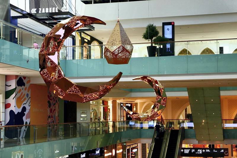 Ramadan decoration at Dubai Mall in Dubai on April 22, 2021. Pawan Singh / The National. Story by Katy Gillet