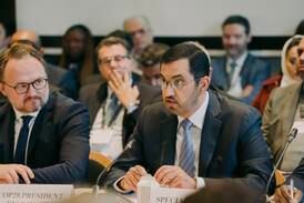 Dr Sultan Al Jaber, President-designate of the Cop28 summit, speaking during the Copenhagen Climate Ministerial on Monday.