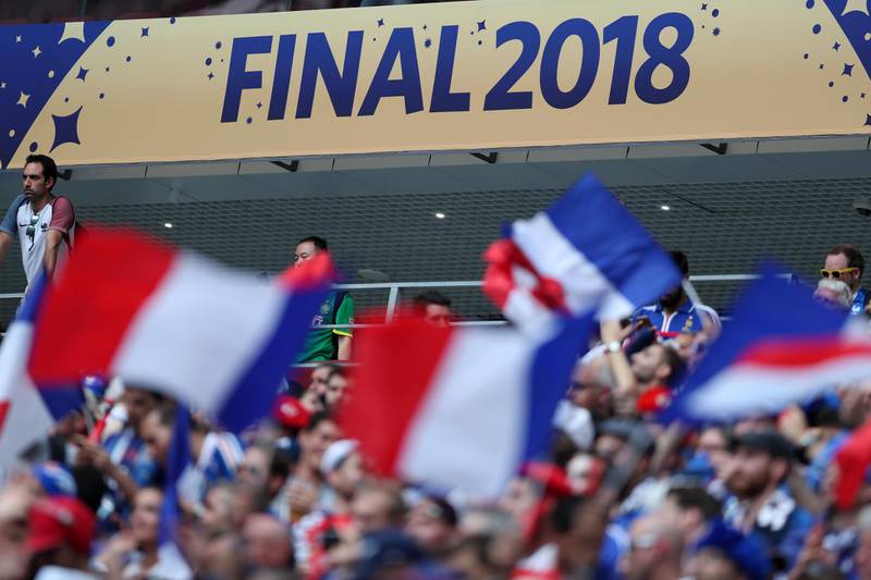 France fans enjoy the pre-match atmosphere prior to the 2018 FIFA World Cup Final between France and Croatia. Getty Images