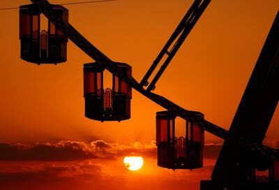 A Ferris wheel is seen during sunset in Brussels. Reuters