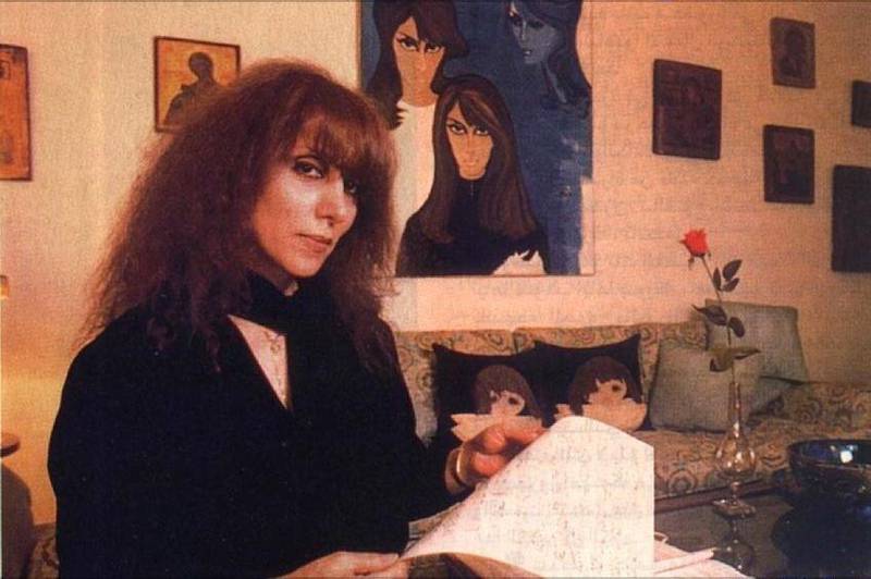 A photograph from the early 1990s shows Fairuz at home with the 1969 painting by Cici Tommaseo-Sursock behind her: Fairouz has two very similar paintings by the same artist. Courtesy: Saeed Al Harmoodi 