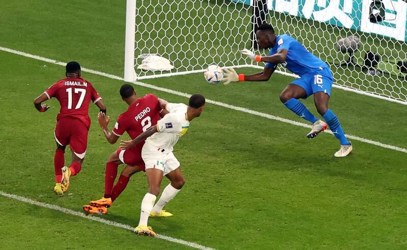 Senegal goalkeeper Edouard Mendy makes a save. EPA