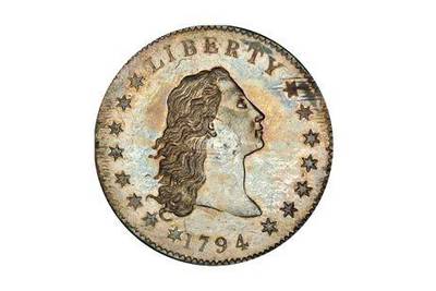The coveted 1794 Flowing Hair silver dollar set a new world record. PRNewsFoto / Stack's Bowers Galleries