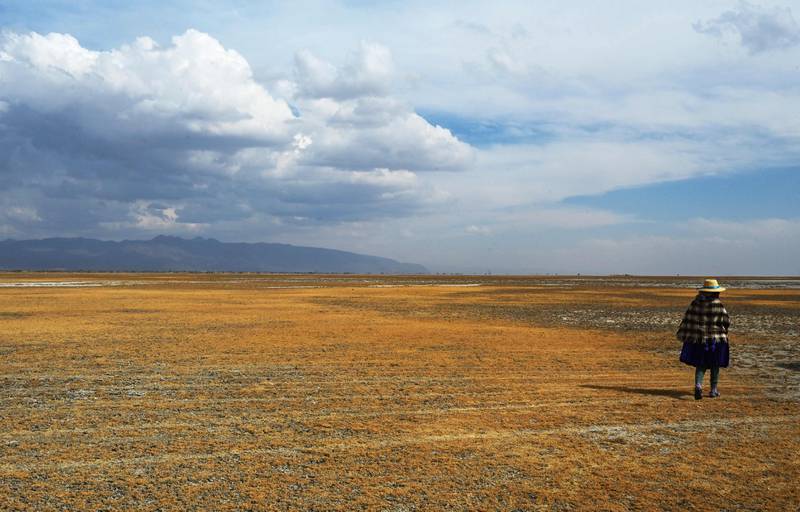 Lake Poopo, home to the Uru Murato indigenous community in Bolivia, has largely become a desert. AFP