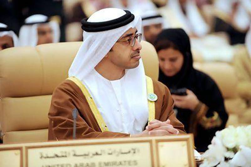 The UAE Foreign Minister Sheikh Abdullah bin Zayed Al Nahyan during the Arab Economic and Social Development Summit, which closed yesterday in Riyadh. Fayez Nureldine / AFP