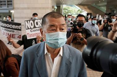 Hong Kong media tycoon Jimmy Lai arrives at a court in the city in October. He was charged with fraud on December 2. AP
