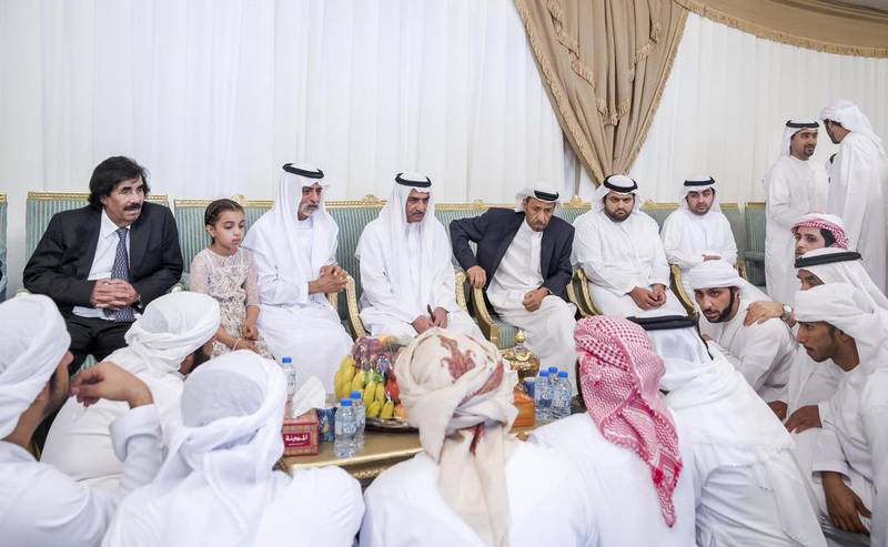 Sheikh Hamad bin Mohammed, Ruler of Fujairah, offered his condolences to the family of Sultan Mohammed bin Huwaidin Al Ketbi, who died while taking part in the Saudi-led Arab Coalition’s Operation Restoring Hope in Yemen. Sheikh Hamad visited the mourning gathering in Dhaid city in Sharjah to extend heartfelt sympathies to the family. Condolences were also offered by Sheikh Mohammed bin Hamad, Crown Prince of Fujairah, Sheikh Nahyan bin Mubarak, Minister of Culture, Youth and Community Development, sheikhs and senior officials. Wam