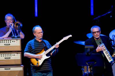 epa06182246 (FILE) - Musicians Jim Pugh (L), Walter Becker (C) and Donald Fagen (R) from the US rock band Steely Dan perfom on the Stravinski Hall stage at the 43nd Montreux Jazz Festival, in Montreux, Switzerland, 04 July 2009 (reissued 04 September 2017). According to media reports, Steely Dan co-founder Walter Becker has died on 03 September 2017, at the age of 67.  EPA/JEAN-CHRISTOPHE BOTT