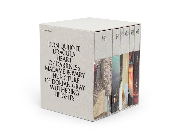 The six books are encased in a custom-made box 