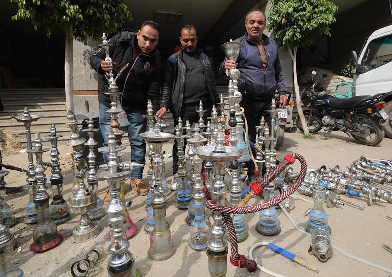View of confisicated hookahs (water pipe) in Cairo, Egypt.  EPA