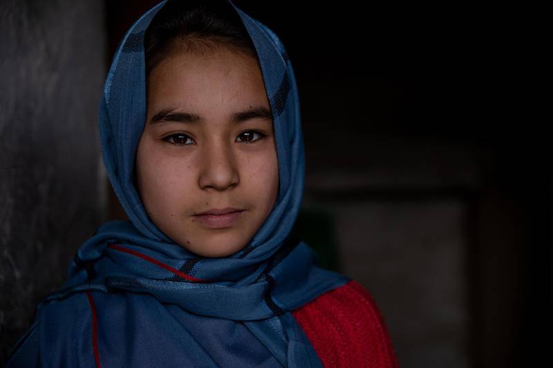Narges, 12, is one of Agha Gul's daughters. Her mother Soraya was killed in the maternity ward attack in Kabul's Dasht-e-Barchi neighbourhood in May 12, 2020. Narges has started to write poetry to deal with her loss. 