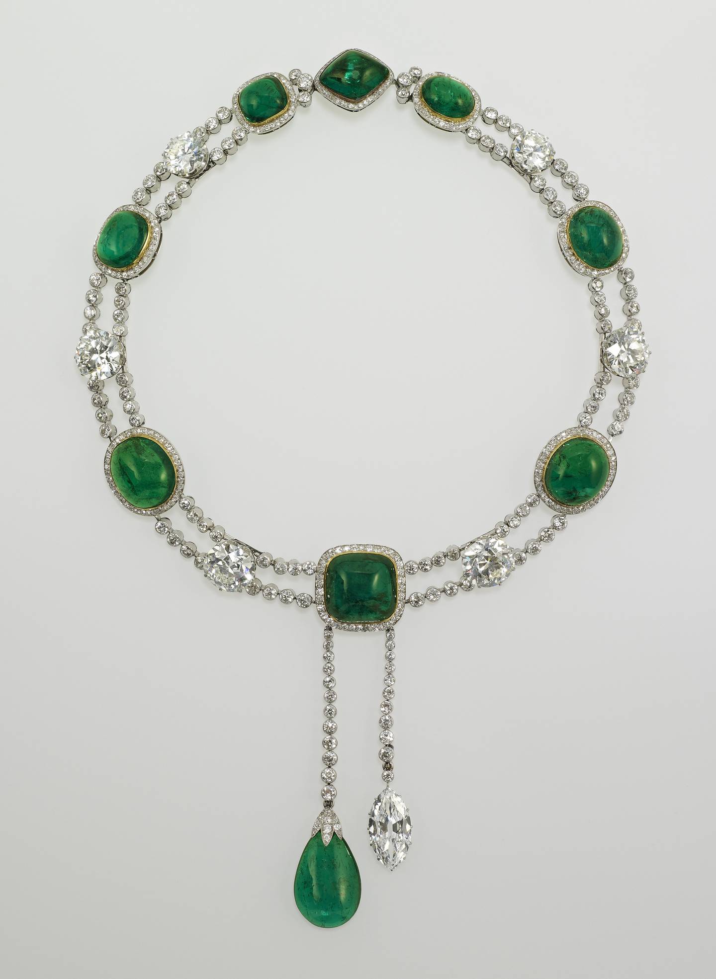 The Delhi Durbar necklace contains diamonds cut from a larger 3,106-carat gemstone. Photo: Royal Collection Trust