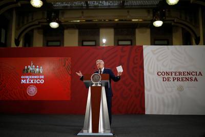 Mexico's President Andres Manuel Lopez Obrador holds a news conference at the National Palace in Mexico City, Mexico, June 7, 2019. REUTERS/Edgard Garrido