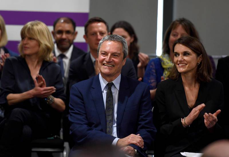 BRISTOL, ENGLAND - APRIL 23: Rachel Johnson, Gavin Esler and Andrea Cooper at the launch of The Independent Group European election campaign at We The Curious on April 23, 2019 in Bristol, England. With a high probability that Britain will take part in the European Union elections due to the Brexit deadline extended up to October 31, 2019, The Independent Group has announced that Rachel Johnson and Gavin Esler will stand as candidates for the anti-Brexit party. (Photo by Finnbarr Webster/Getty Images)