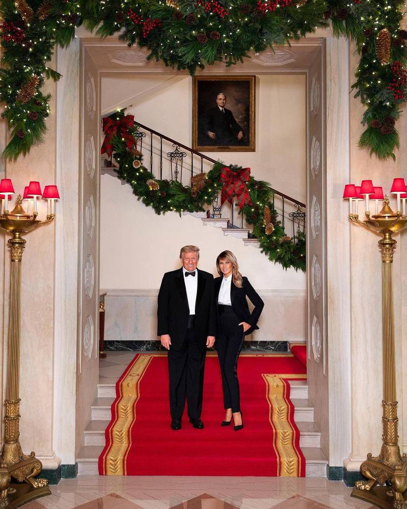 US President Donald Trump and First Lady Melania Trump suited up for their December 2020 Christmas portrait. Instagram / Melania Trump