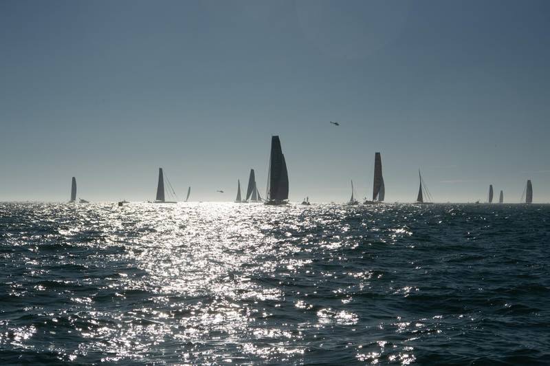Competitors at the start of the Vendee Globe 2020 single-handed non-stop around the world sailing race, off the coast of Sables d'Olonne, western France, on Sunday, November 8.  EPA