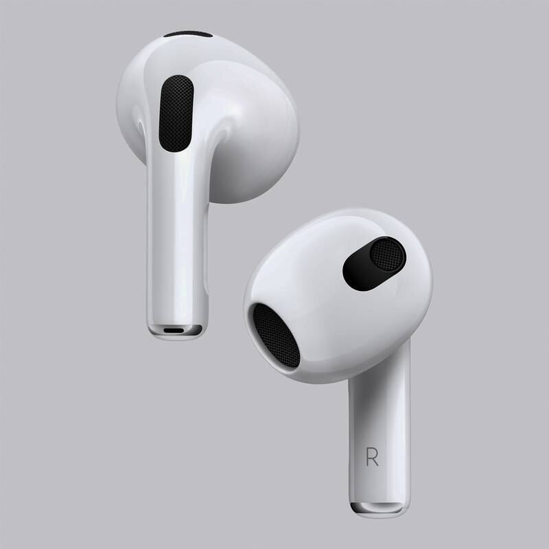 The third generation of AirPods featuring spatial audio, longer battery life and an all-new design. They are resistant to sweat and water. Photo: EPA