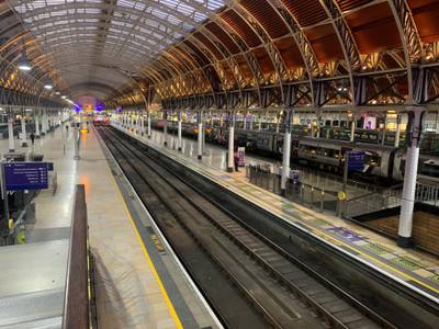 Empty platforms at Paddington Station in West London. PA