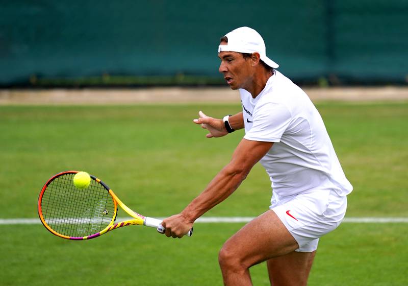 Rafael Nadal, a 22-time Grand Slam winner, during a practice session ahead of Wimbledon. PA