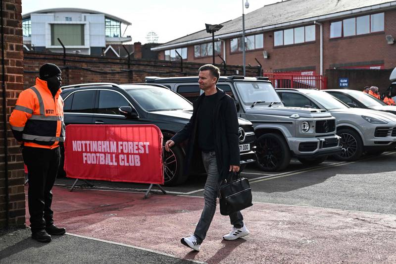 Leeds United manager Jesse Marsch arrives at The City Ground for the game against Nottingham Forest. AFP