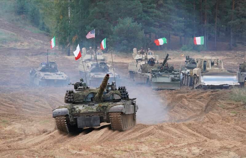 The armed forces of the US, Canada, Poland and Italy take part in drills in Latvia. AP