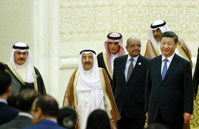 Mr. Jinping arrives with representatives of Arab League member states. Reuters