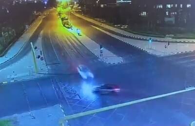 A screengrab from the leaked CCTV footage shows the moment before the fatal road crash