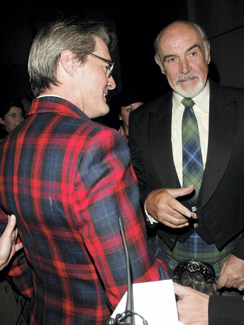 NEW YORK - APRIL 5:  Actors Sean Connery and Kyle MacLachlan attend the "Dressed To Kilt" fashion show celebrating Tartan Week and benefiting The Friends of Scotland, at Sotheby's April 5, 2004, in New York City. (Photo by Evan Agostini/Getty Images) *** Local Caption *** Sean Connery;Kyle MacLachlan