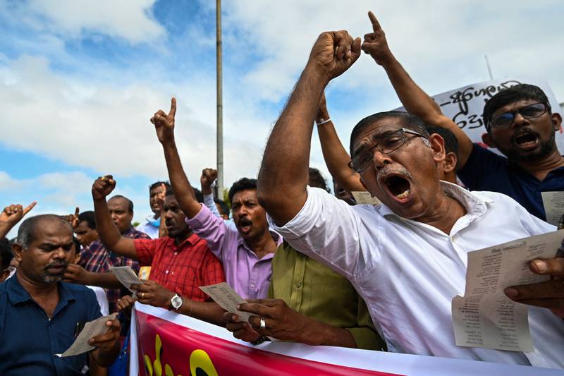 Protesters take part in an anti-government demonstration in Colombo, Sri Lanka, on May 18, 2022, demanding President Gotabaya Rajapaksa’s resignation over the country's crippling economic crisis. AFP
