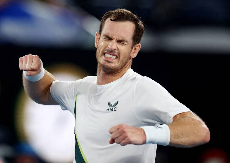 Britain's Andy Murray celebrates winning his Australian Open first round match against Italy's Matteo Berrettini on Tuesday, January 17, 2023. Reuters