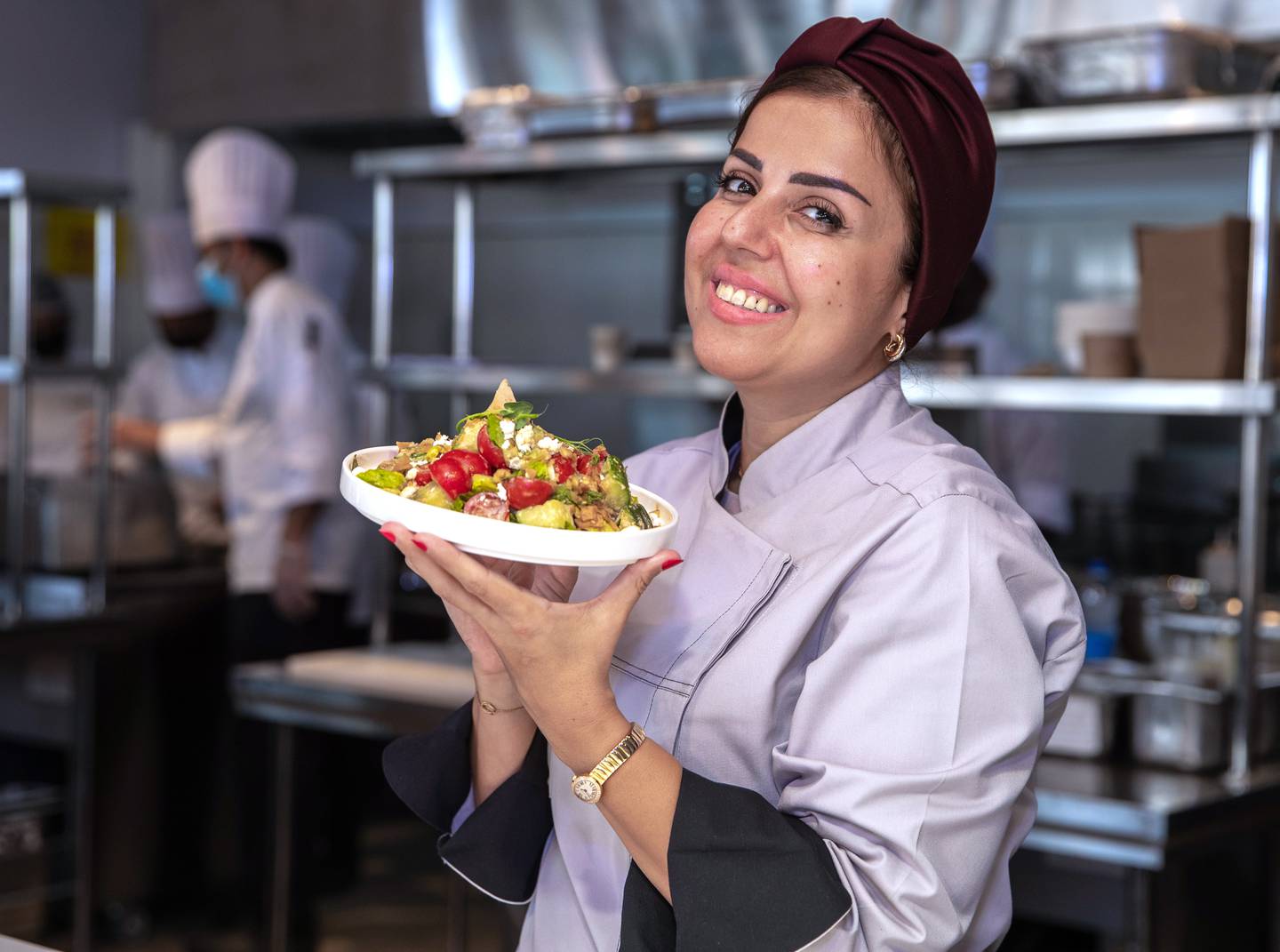 Fattoush by Chef Duha at the Rising Flavours pavilion in Jubilee Park Expo 2020 Dubai. Victor Besa / The National