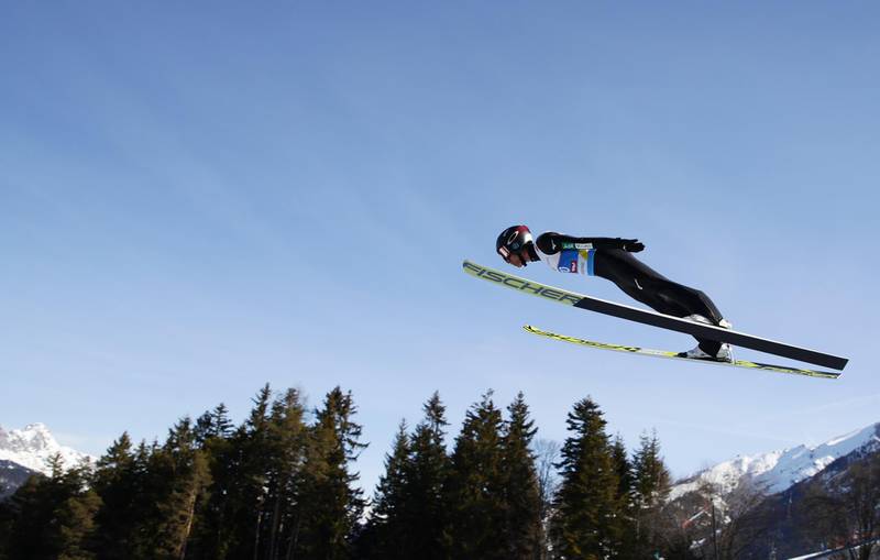 Japan's Akito Watabe trains during the FIS Nordic World Ski Championships in Seefeld, Austria. Reuters