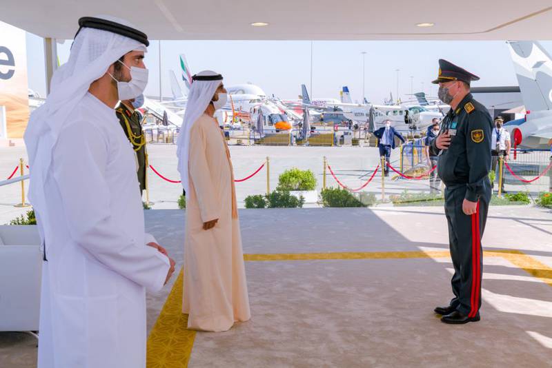 Sheikh Mohammed receives ministers of defence and chiefs of staff of countries participating in Dubai Airshow. Photo: Dubai Media Office