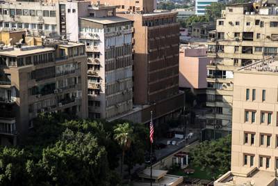 epa06996268 A general view of the US embassy in Garden city district, Cairo, Egypt, 04 September 2018. According to media reports, Egyptian security forces arrested an assailant who attempted to throw an improvised explosive device (IED) near Simon Bolivar memorial close to the US Embassy in Cairo, no casualties or damages are reported.  EPA/STR