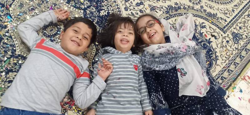 Ms Shumayla Bilal's two daughters have tested positive for Covid-19. Her eight-year-old son tested negative. Courtesy: Maryam Fazal 