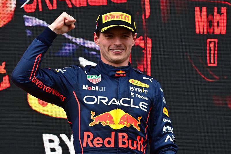 Dutch driver Max Verstappen celebrates victory. AFP