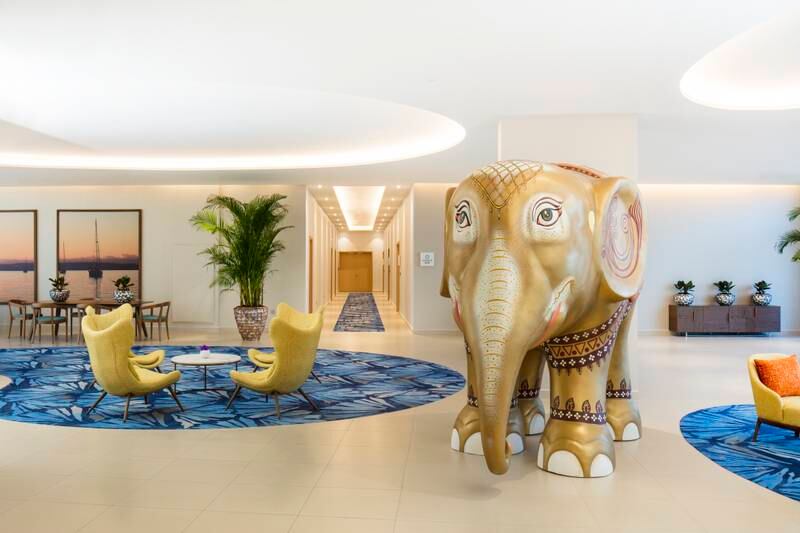 Cheery Centara elephants are dotted about the lobby and at the entrance. Photo: Centara Mirage Beach Resort