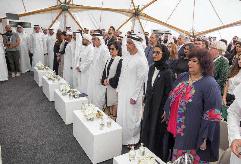 ABU DHABI, UNITED ARAB EMIRATES -HH Sheikh Saif Bin Zayed Al Nahyan, Minister of Interior, UAE at the Al Burda Festival, Shaping the Future of Islamic Art and Culture at Warehouse 421, Abu Dhabi.  Leslie Pableo for The National for Melissa Gronlund’s story