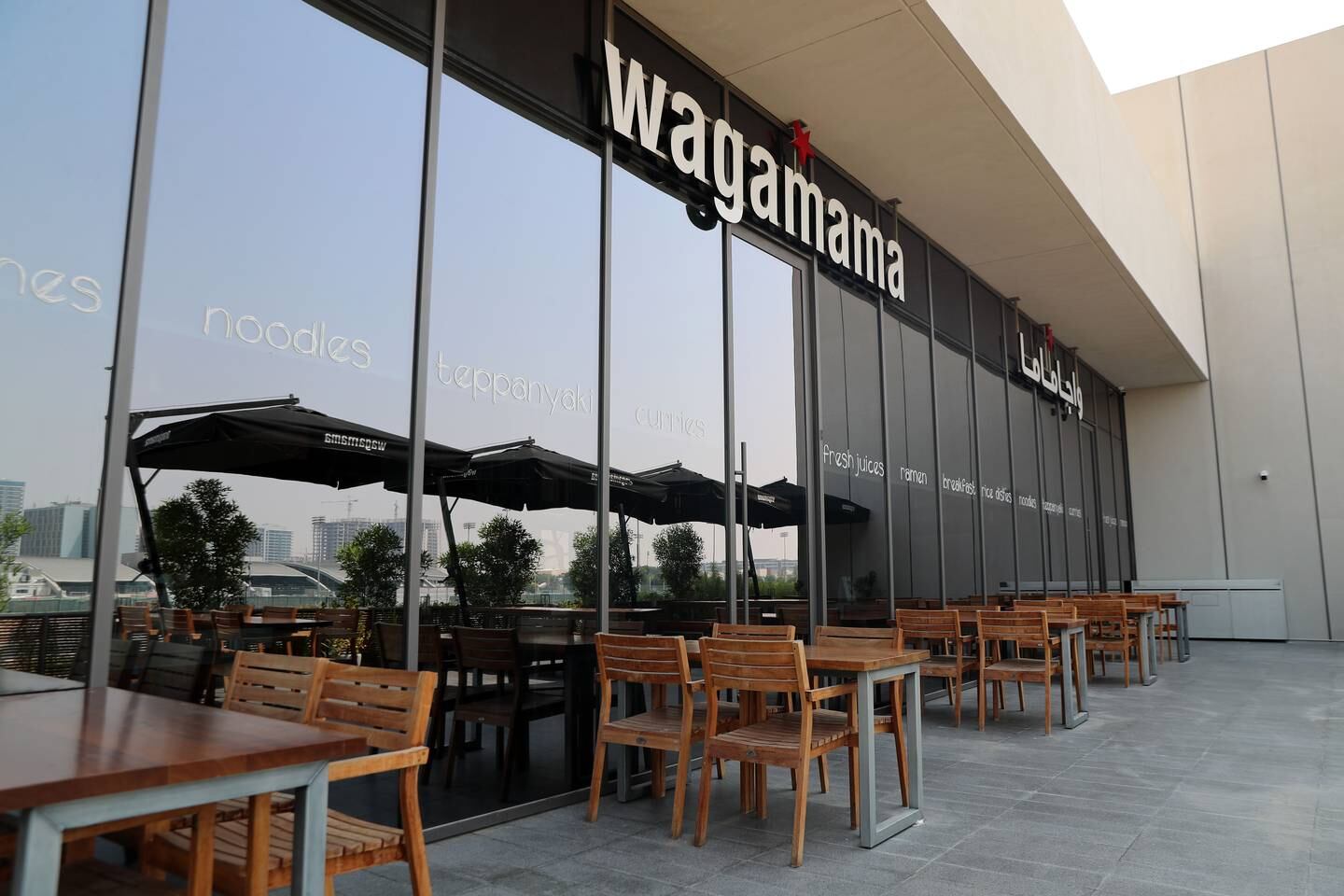 Wagamama in Motor City has indoor and outdoor seating. Christopher Whiteoak / The National