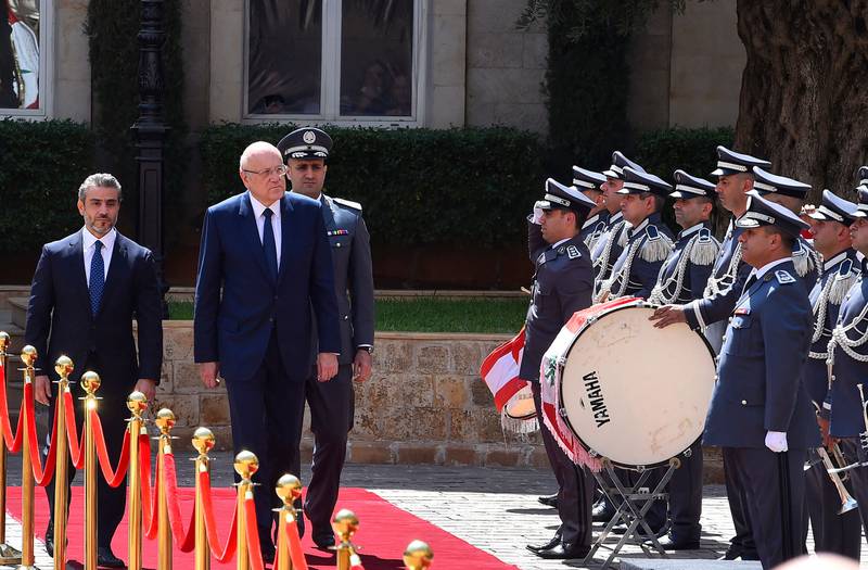 Lebanon's Prime Minister-designate Najib Mikati arriving at the Grand Serial in the capital Beirut. AFP
