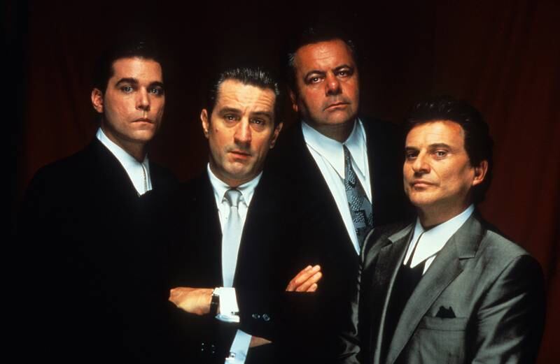 Ray Liotta, Robert De Niro, Paul Sorvino and Joe Pesci starred together in the Oscar-winning crime drama 'Goodfellas' in 1990. Getty Images