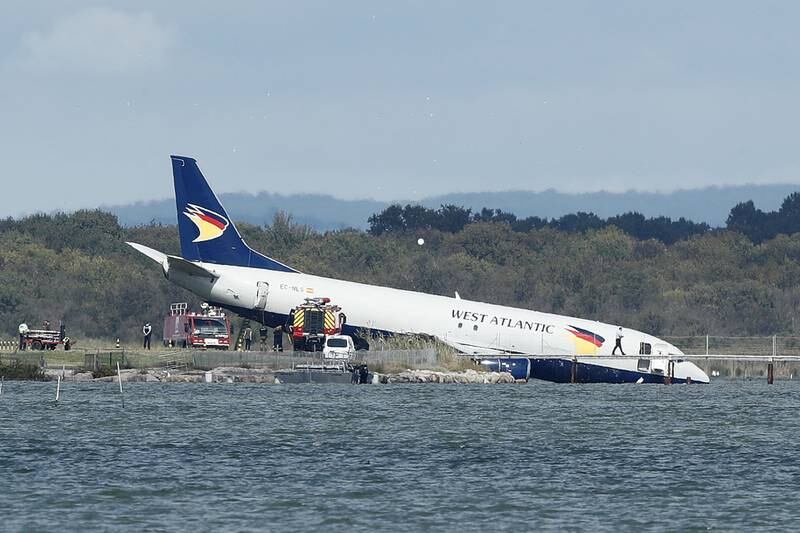 A Boeing 737 cargo plane crashed into a lake in Montpellier, southern France. EPA.