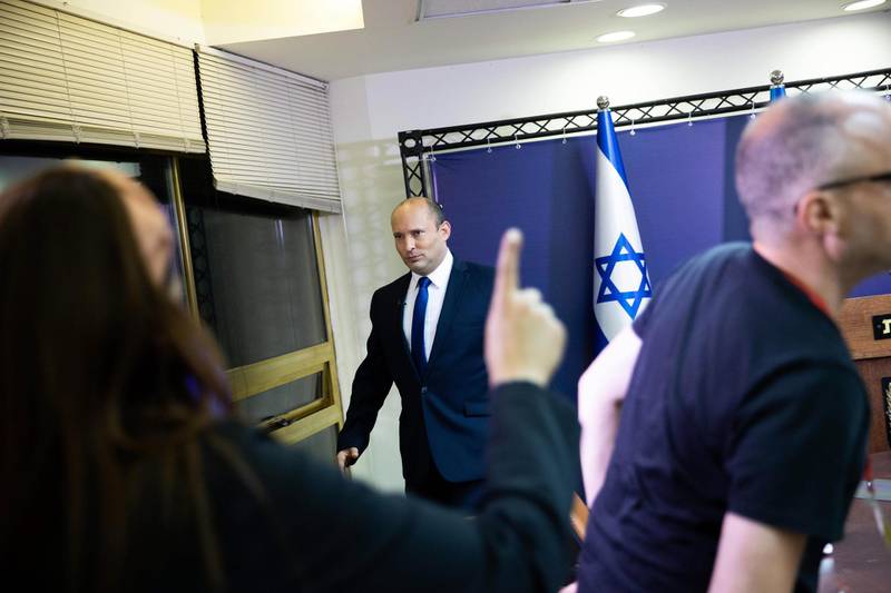Leader of the Yemina party, Naftali Bennett, prepares to deliver a political statement in the Knesset (the Israeli Parliament), in Jerusalem, Israel. EPA