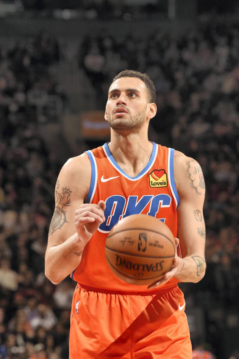 TORONTO, CANADA - DECEMBER 29:Abdel Nader #11 of the Oklahoma City Thunder shoots a free throw during the game against the Toronto Raptors on December 29, 2019 at the Scotiabank Arena in Toronto, Ontario, Canada. NOTE TO USER: User expressly acknowledges and agrees that, by downloading and or using this Photograph, user is consenting to the terms and conditions of the Getty Images License Agreement. Mandatory Copyright Notice: Copyright 2019 NBAE   Ron Turenne/NBAE via Getty Images/AFP